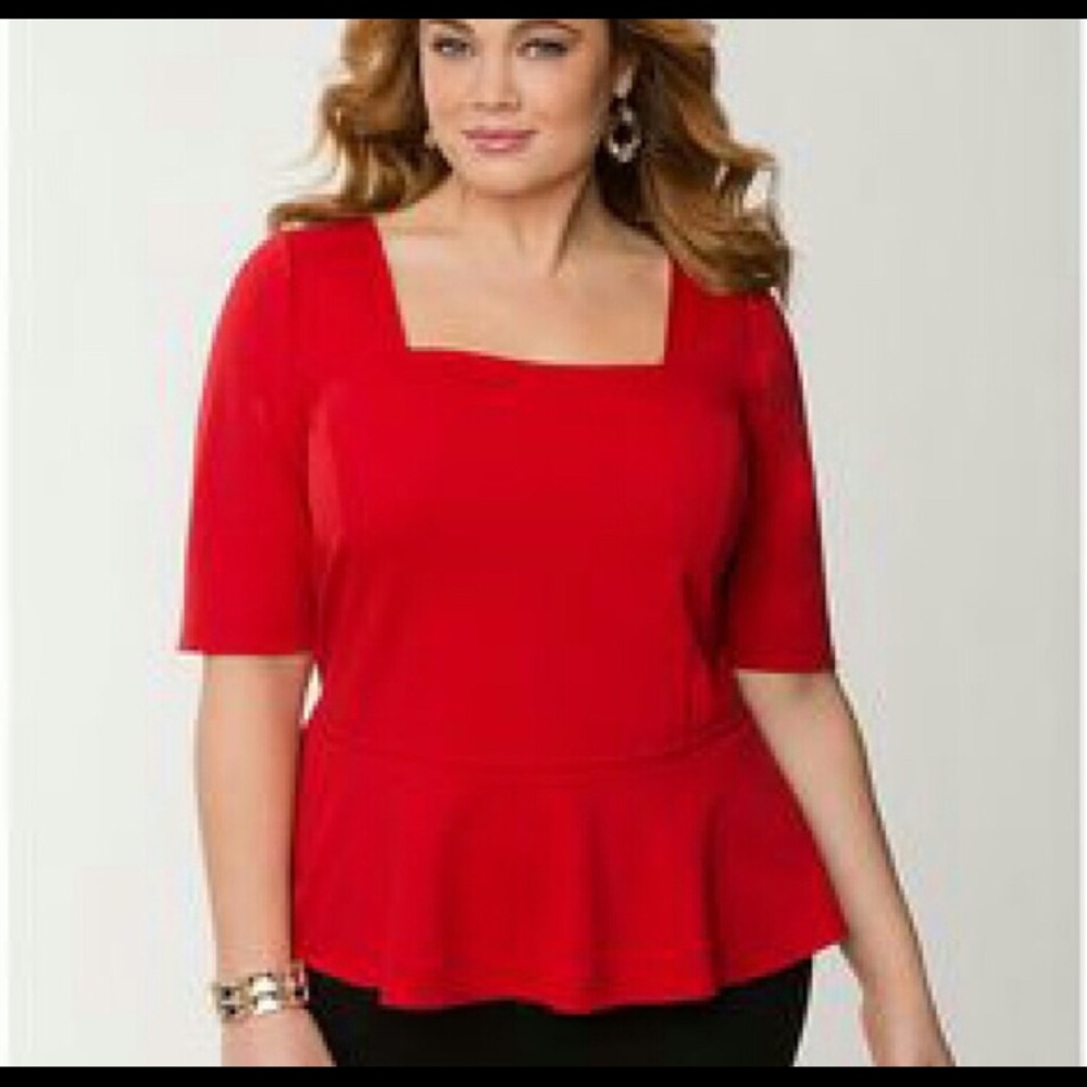 Lane Bryant red peplum top
